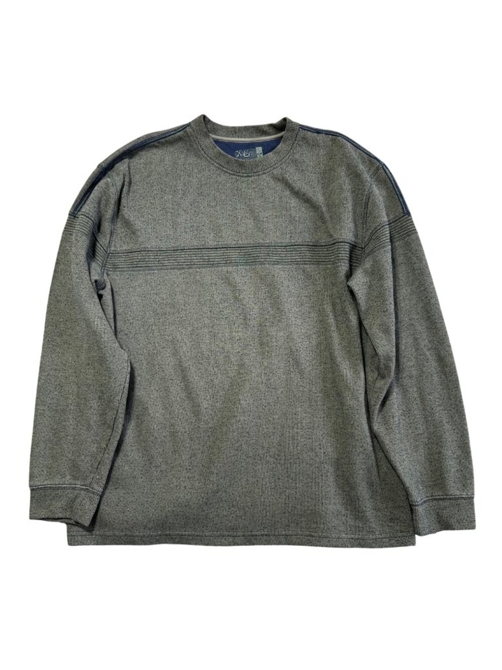 Xg Y2K Men's Sz Large Ribbed Long Sleeve Crewneck Gray Pullover Sweatshirt